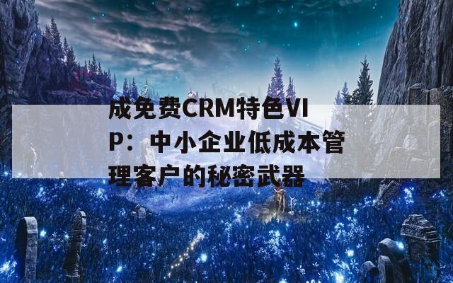 成免费CRM特色VIP：中小企业低成本管理客户的秘密武器