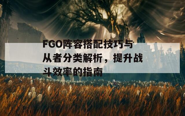 FGO阵容搭配技巧与从者分类解析，提升战斗效率的指南