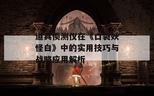 道具侦测仪在《口袋妖怪白》中的实用技巧与战略应用解析