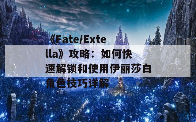 《Fate/Extella》攻略：如何快速解锁和使用伊丽莎白角色技巧详解