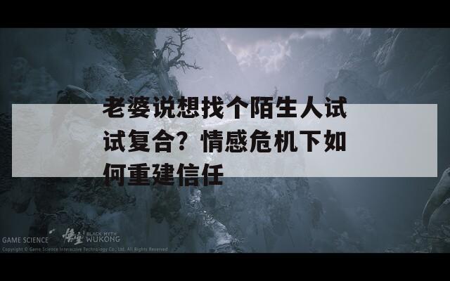 老婆说想找个陌生人试试复合？情感危机下如何重建信任